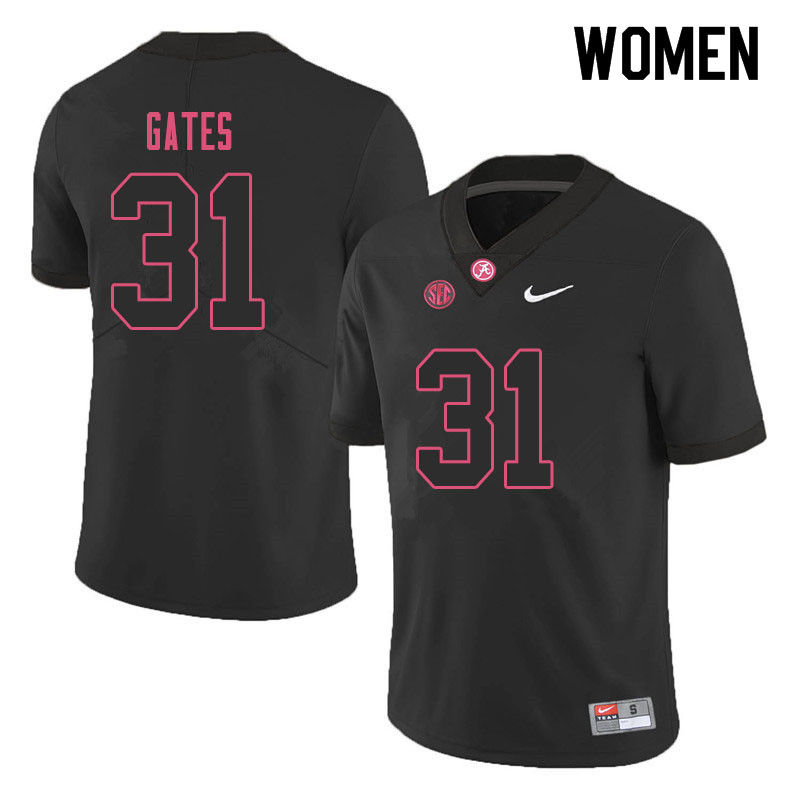 Women #31 A.J. Gates Alabama Crimson Tide College Football Jerseys Sale-Black